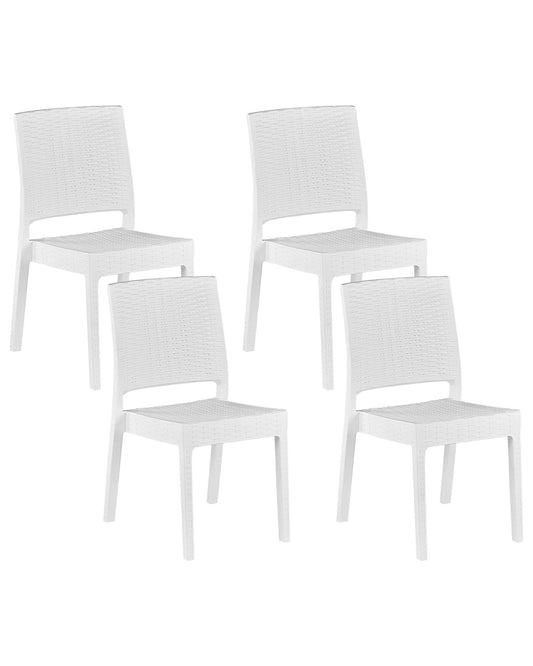 Set of 4 Garden Chairs FOSSANO Synthetic Material White