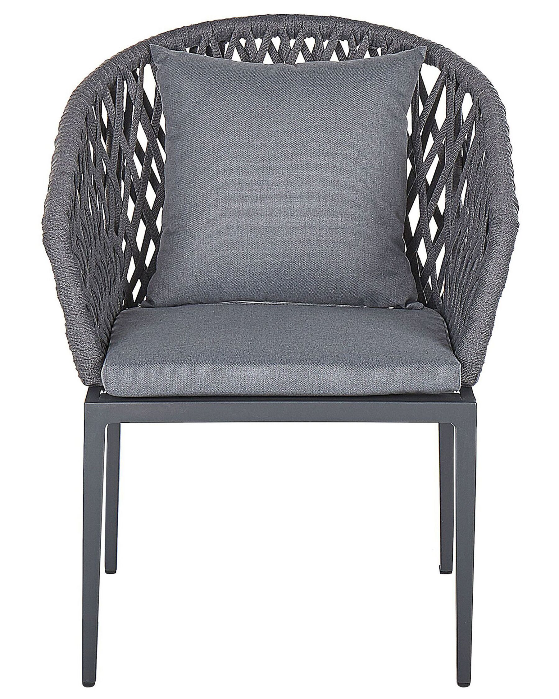Set of 2 Garden Chairs with Cushions LIPARI Metal Grey