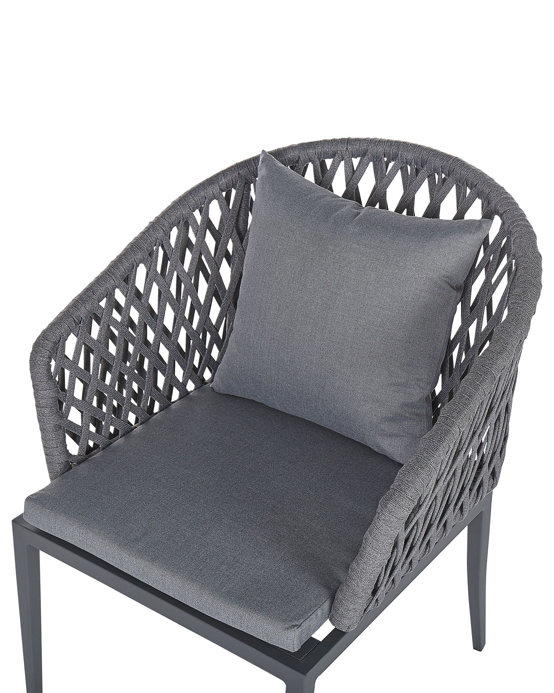 Set of 2 Garden Chairs with Cushions LIPARI Metal Grey