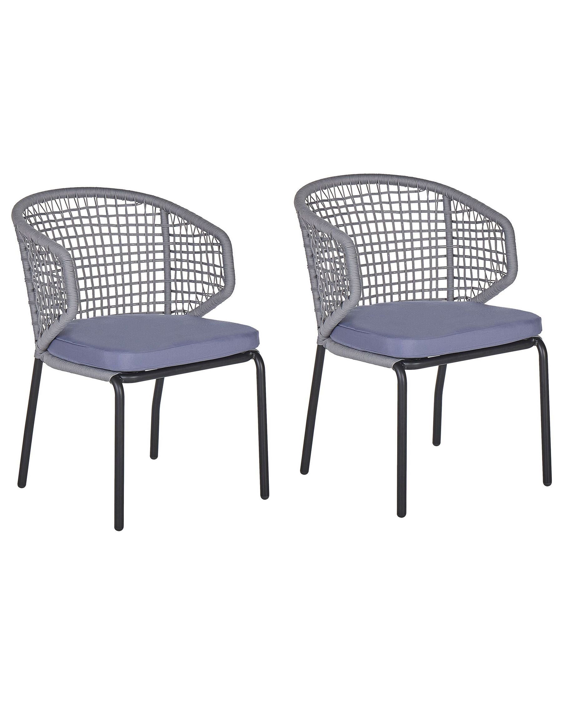 Set of 2 Garden Chairs with Cushions PALMI Metal Grey