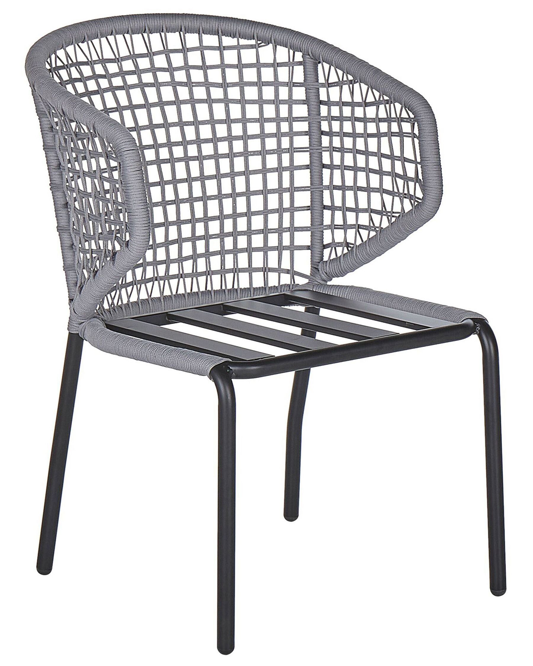 Set of 2 Garden Chairs with Cushions PALMI Metal Grey