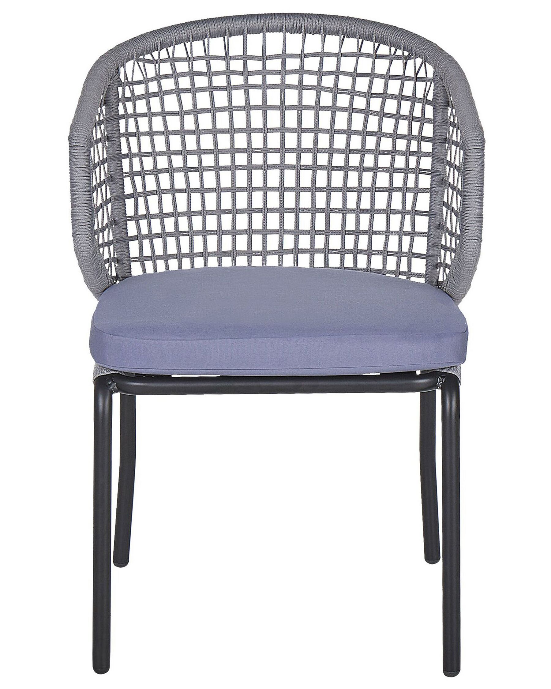 Set of 2 Garden Chairs with Cushions PALMI Metal Grey