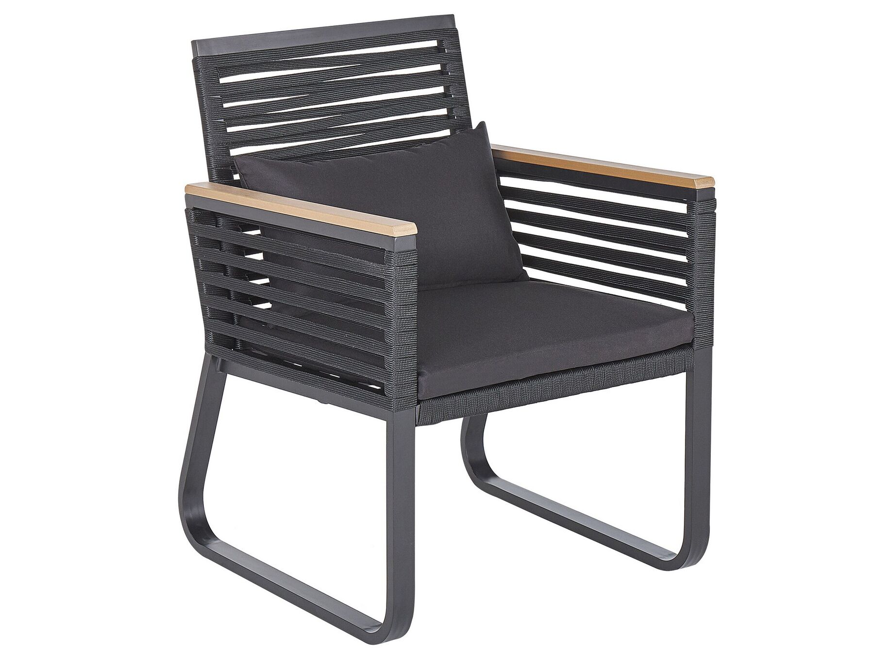 Garden Dining Set 4 Seater CANETTO with Cushions Metal Black