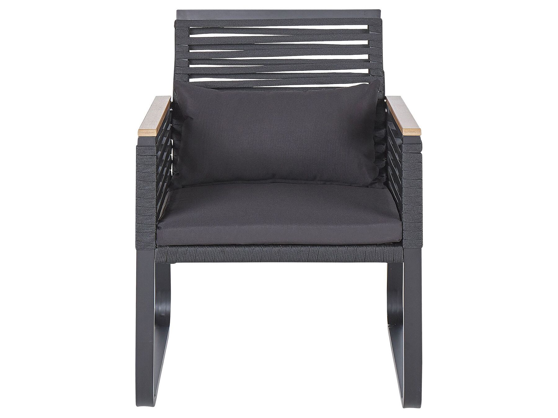 Garden Dining Set 4 Seater CANETTO with Cushions Metal Black