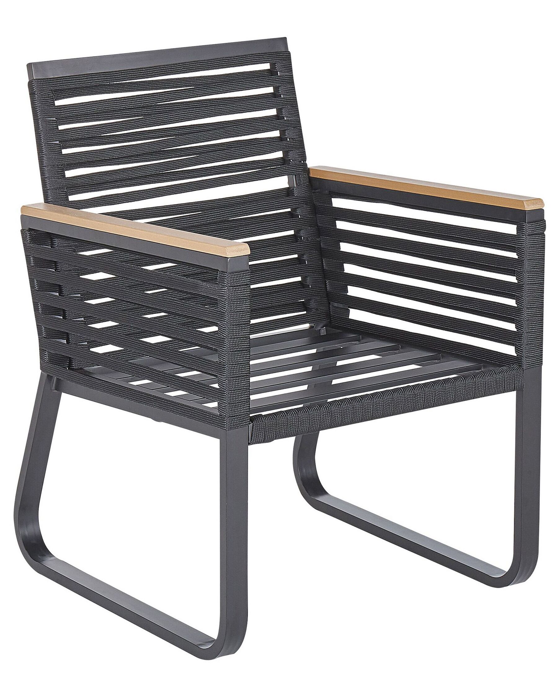 Set of 2 Garden Chairs with Cushions CANETTO Metal Black
