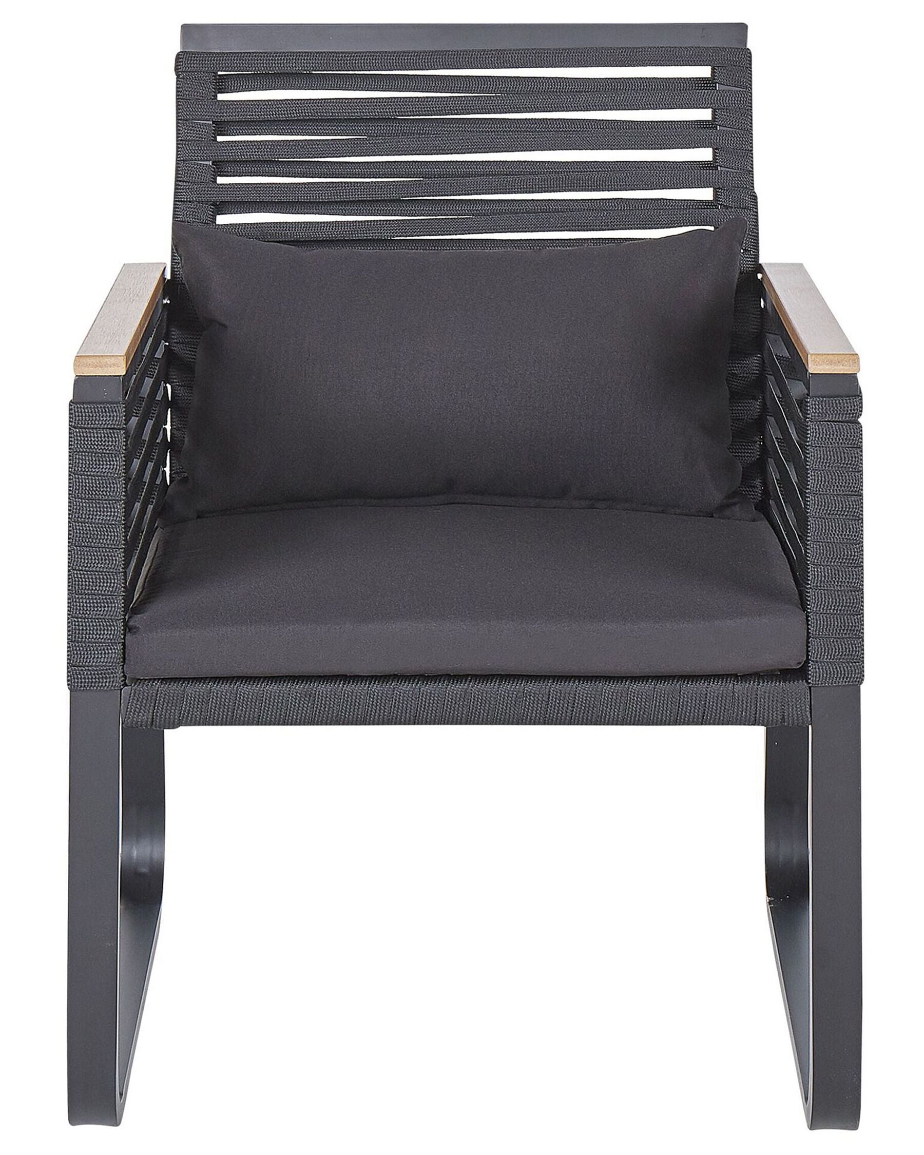 Set of 2 Garden Chairs with Cushions CANETTO Metal Black