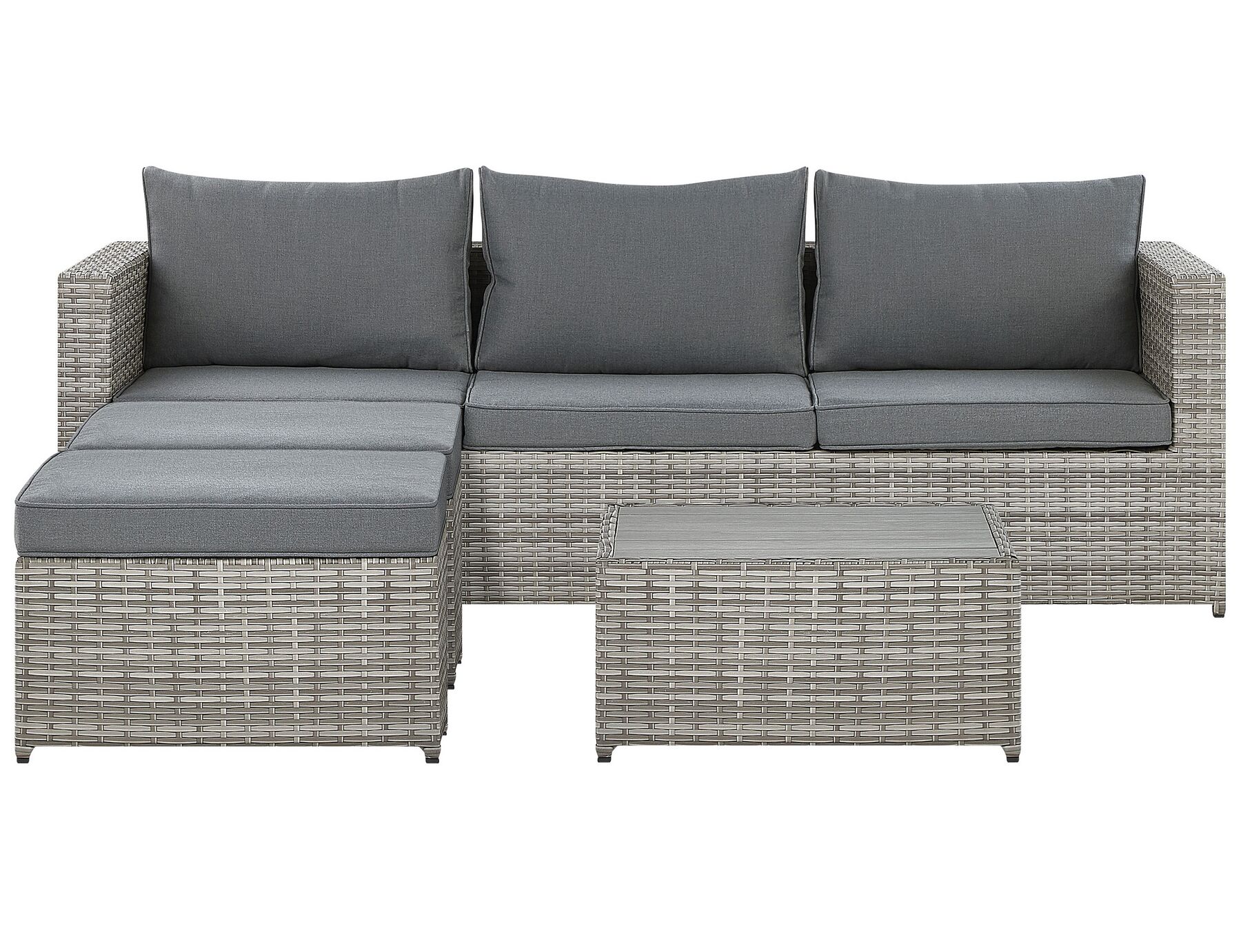 Garden Corner Sofa with Table 5 Seater Left Hand Modular Rattan Light Grey