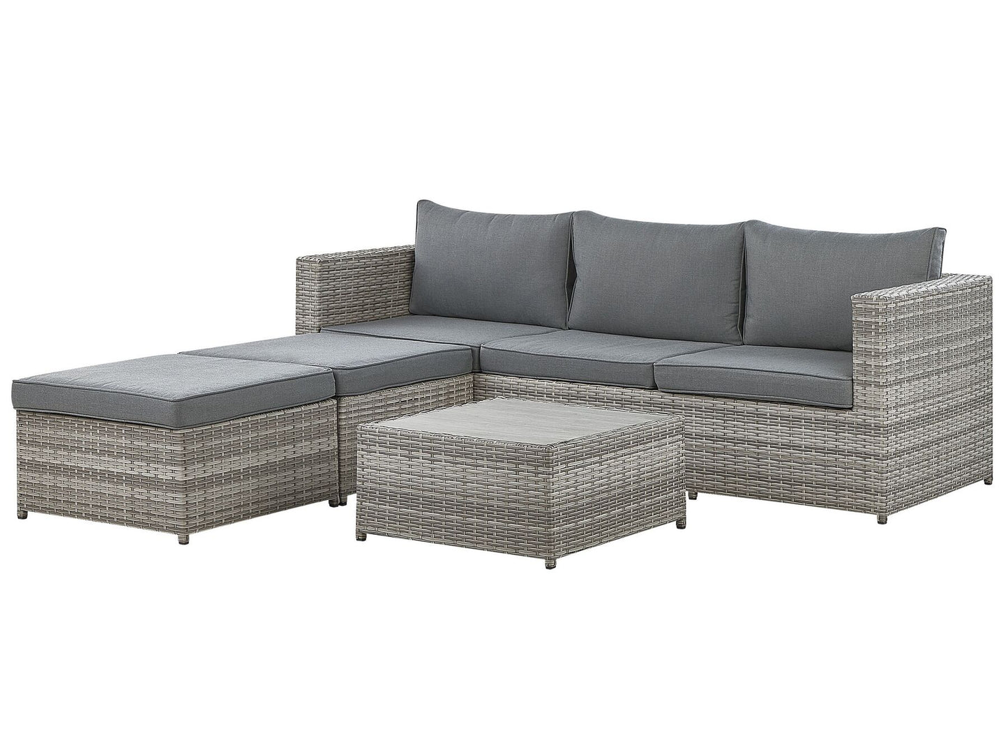 Garden Corner Sofa with Table 5 Seater Left Hand Modular Rattan Light Grey