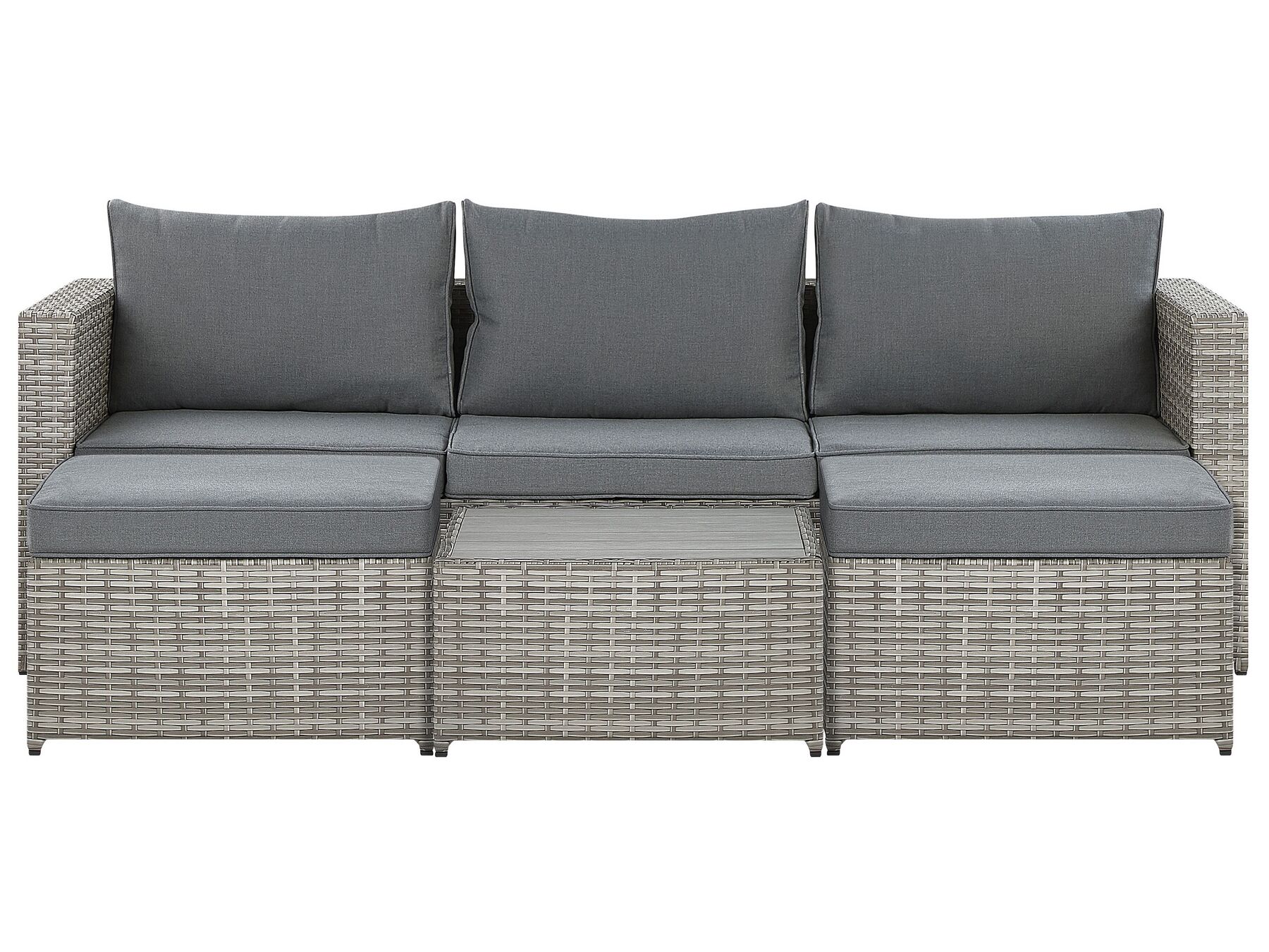 Garden Corner Sofa with Table 5 Seater Left Hand Modular Rattan Light Grey
