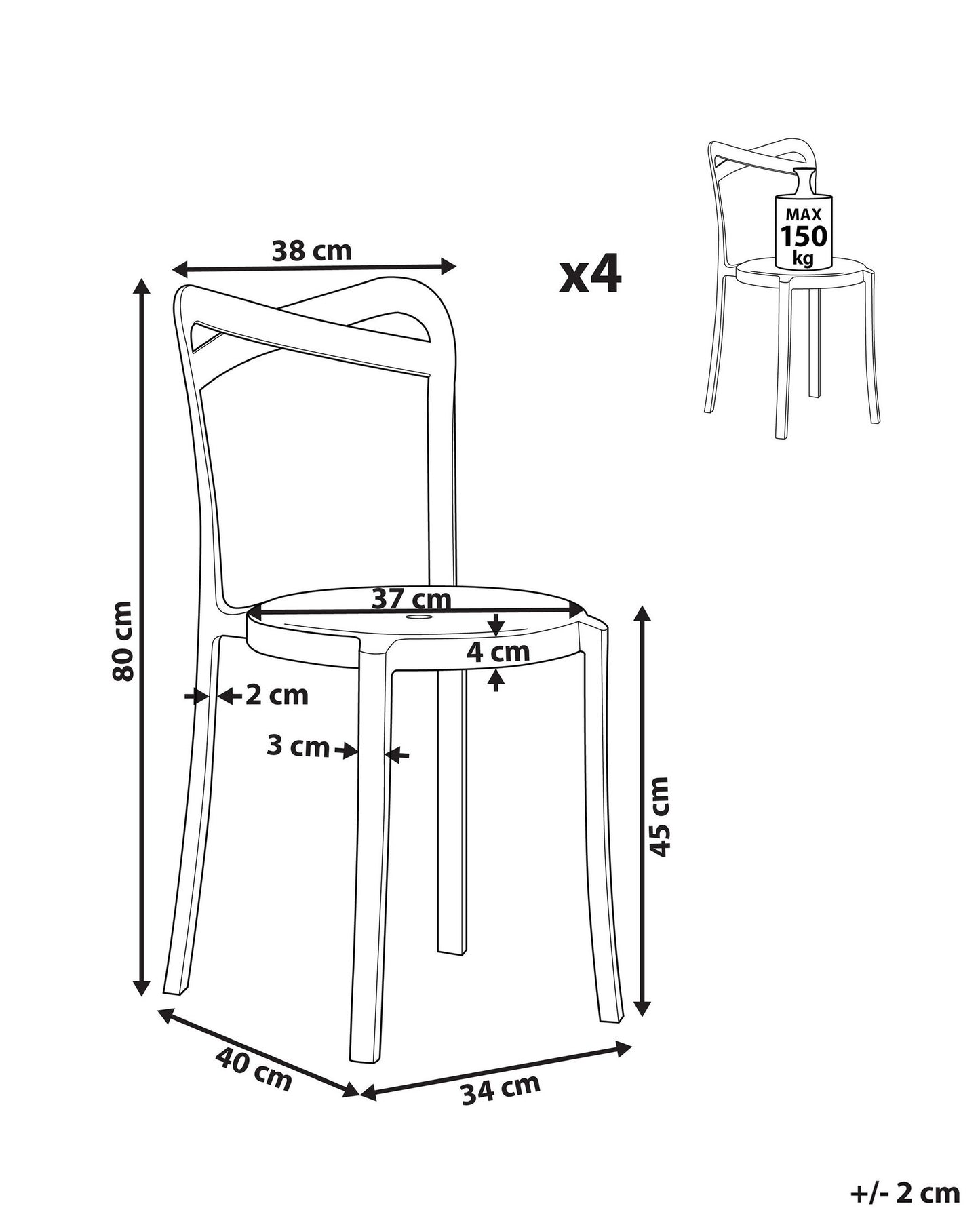 Set of 4 Garden Chairs CAMOGLI White
