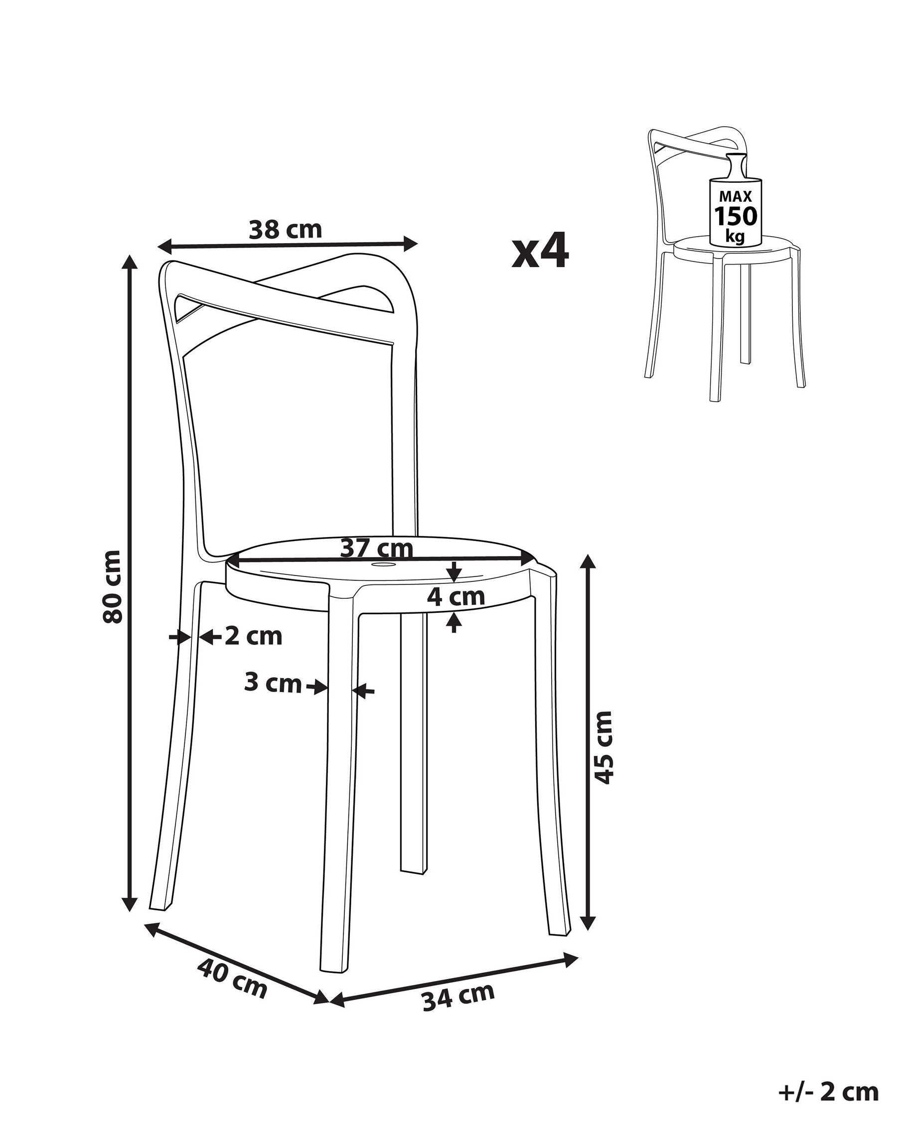 Set of 4 Garden Chairs CAMOGLI White