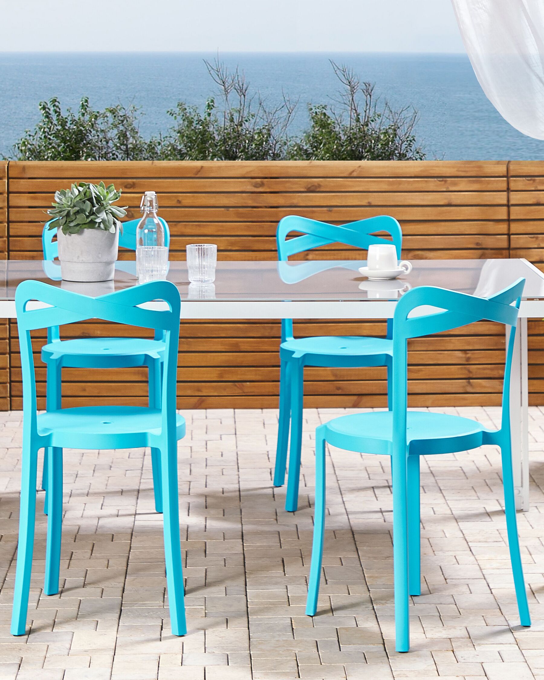Set of 4 Garden Chairs CAMOGLI Turquoise