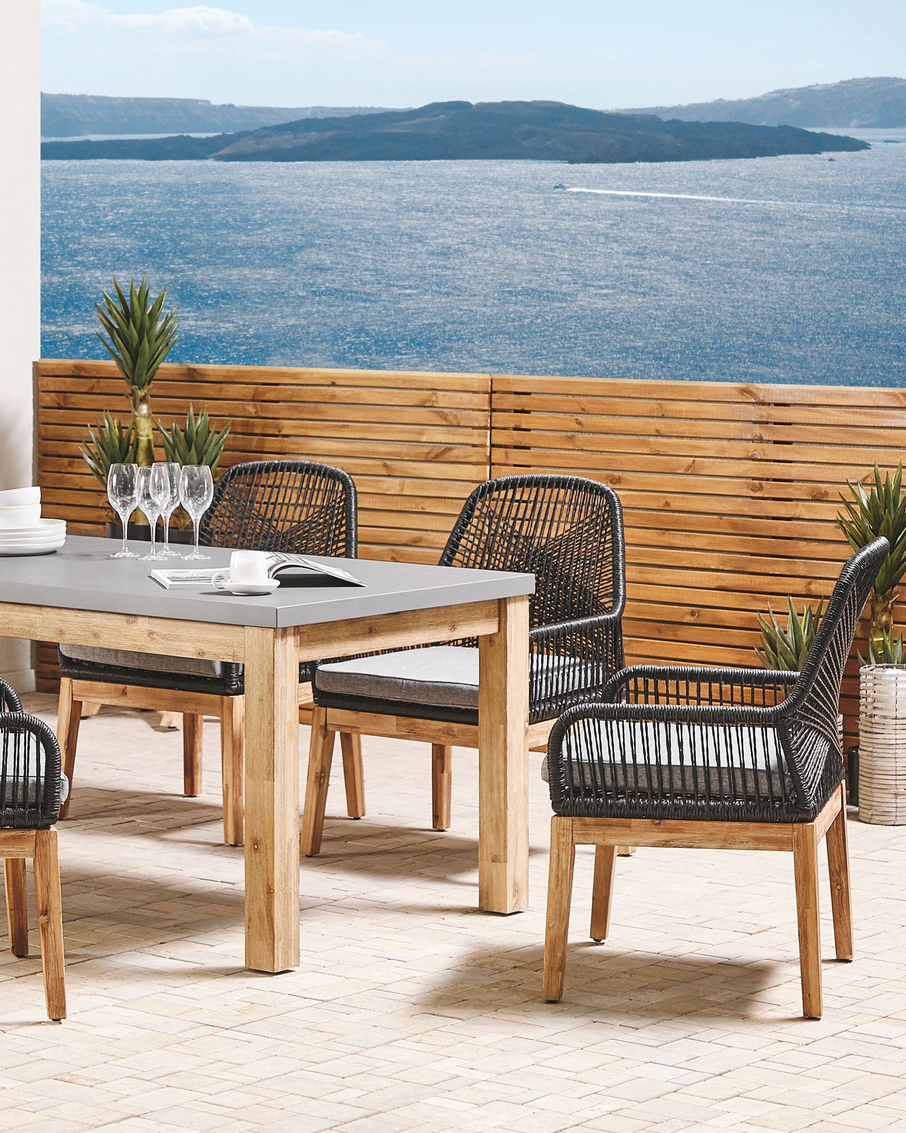 Set of 2 Garden Chairs with Cushions OLBIA Synthetic Material Black
