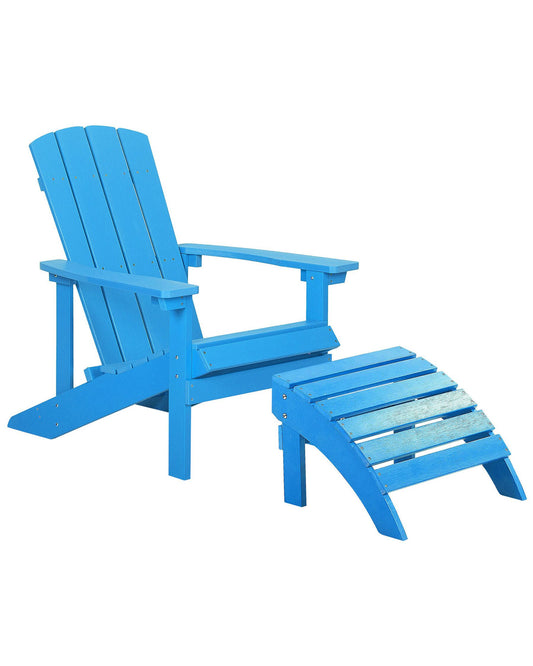 Garden Chair ADIRONDACK with Footstool Blue