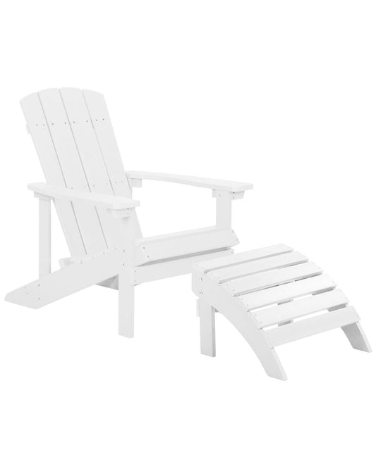 Garden Chair ADIRONDACK with Footstool White