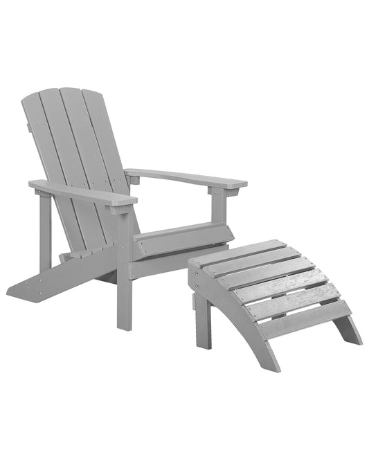 Garden Chair ADIRONDACK with Footstool Light Grey