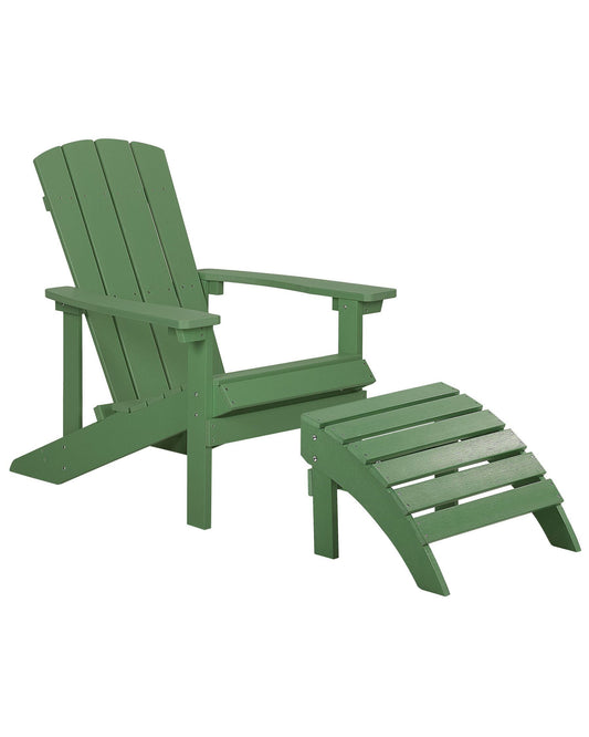 Garden Chair ADIRONDACK with Footstool Green
