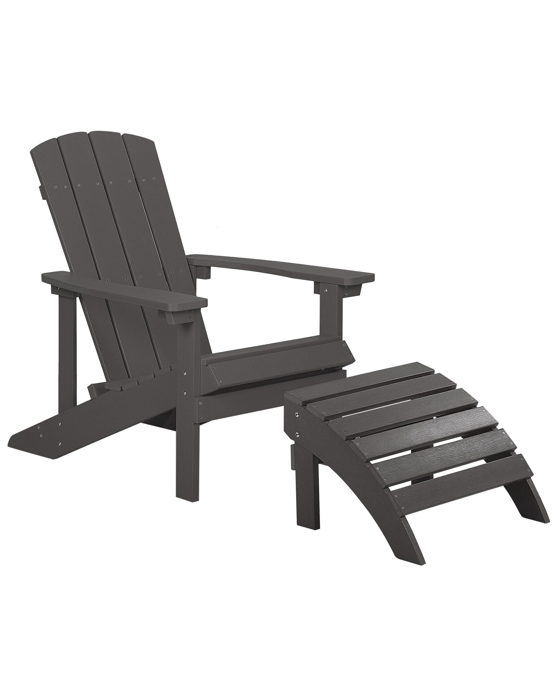 Garden Chair ADIRONDACK with Footstool Dark Grey