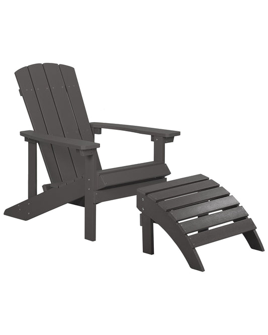Garden Chair ADIRONDACK with Footstool Dark Grey