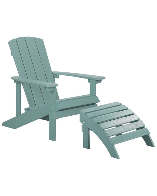 Garden Chair ADIRONDACK with Footstool Turquoise