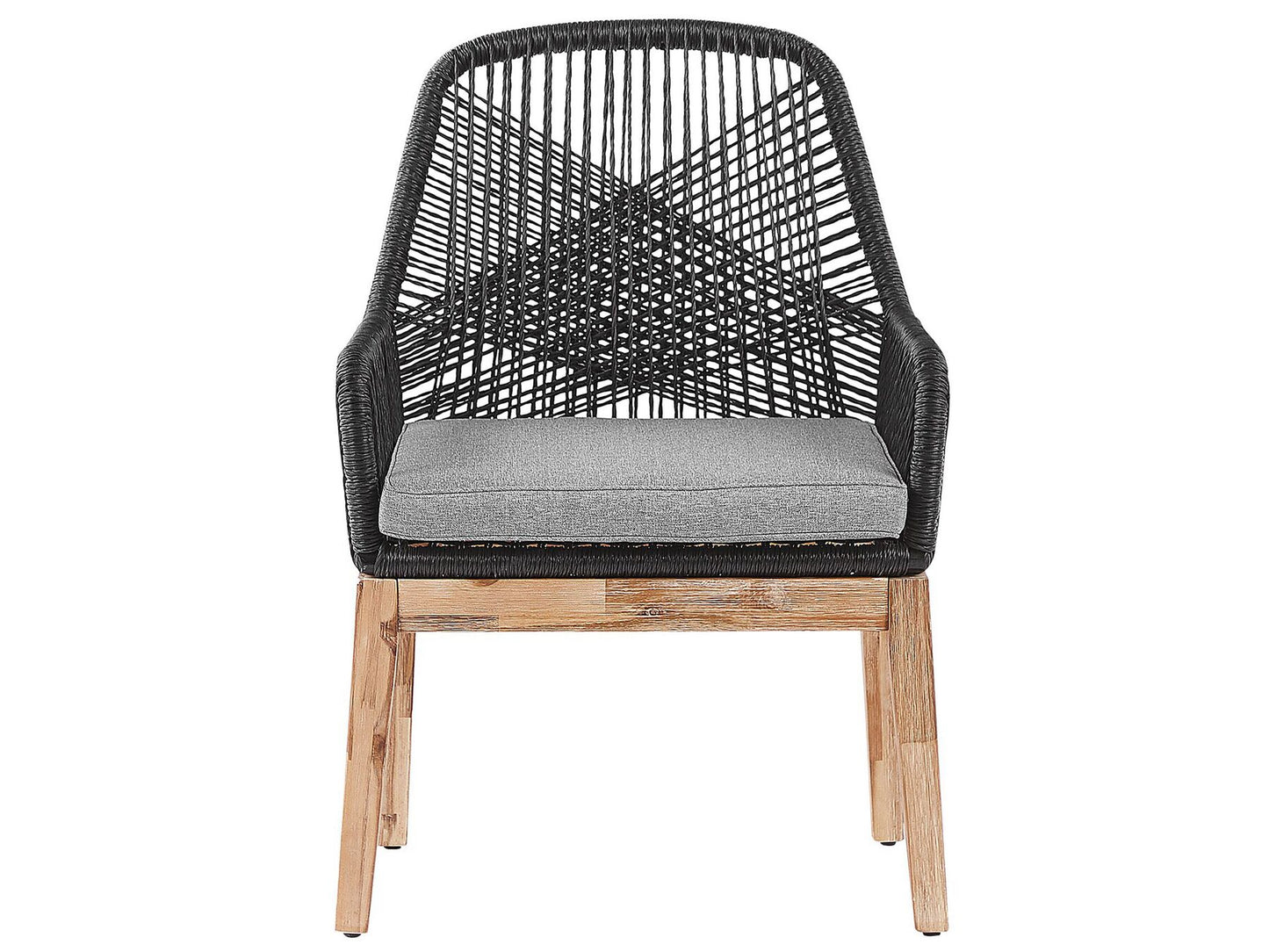 Garden Dining Set 4 Seater OLBIA with Cushions Concrete Black