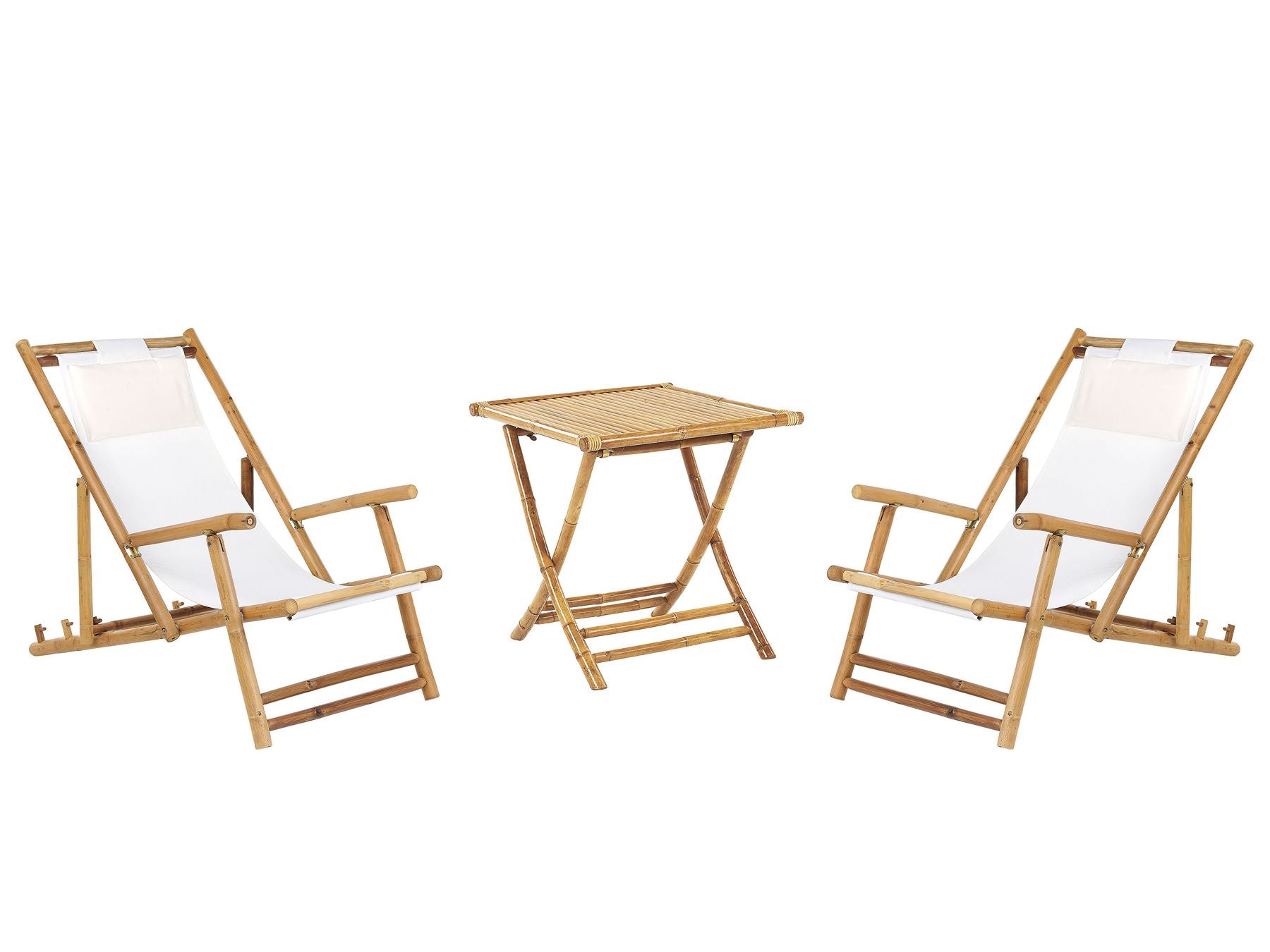Set of 2 Folding Deck Chairs ATRANI Bamboo Wood Light Beige