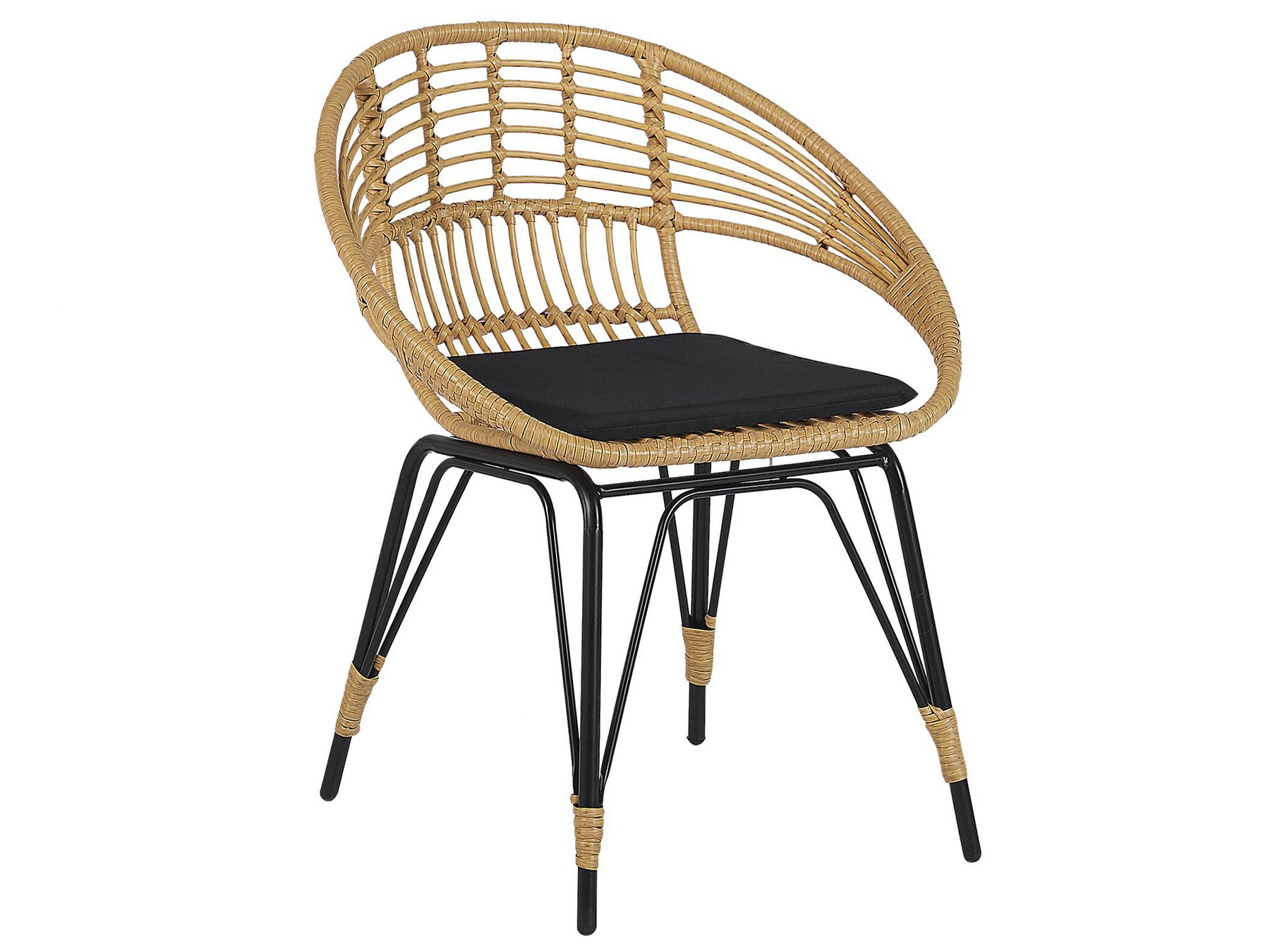 Bistro Set with Cushions PELLARO PE Rattan Black