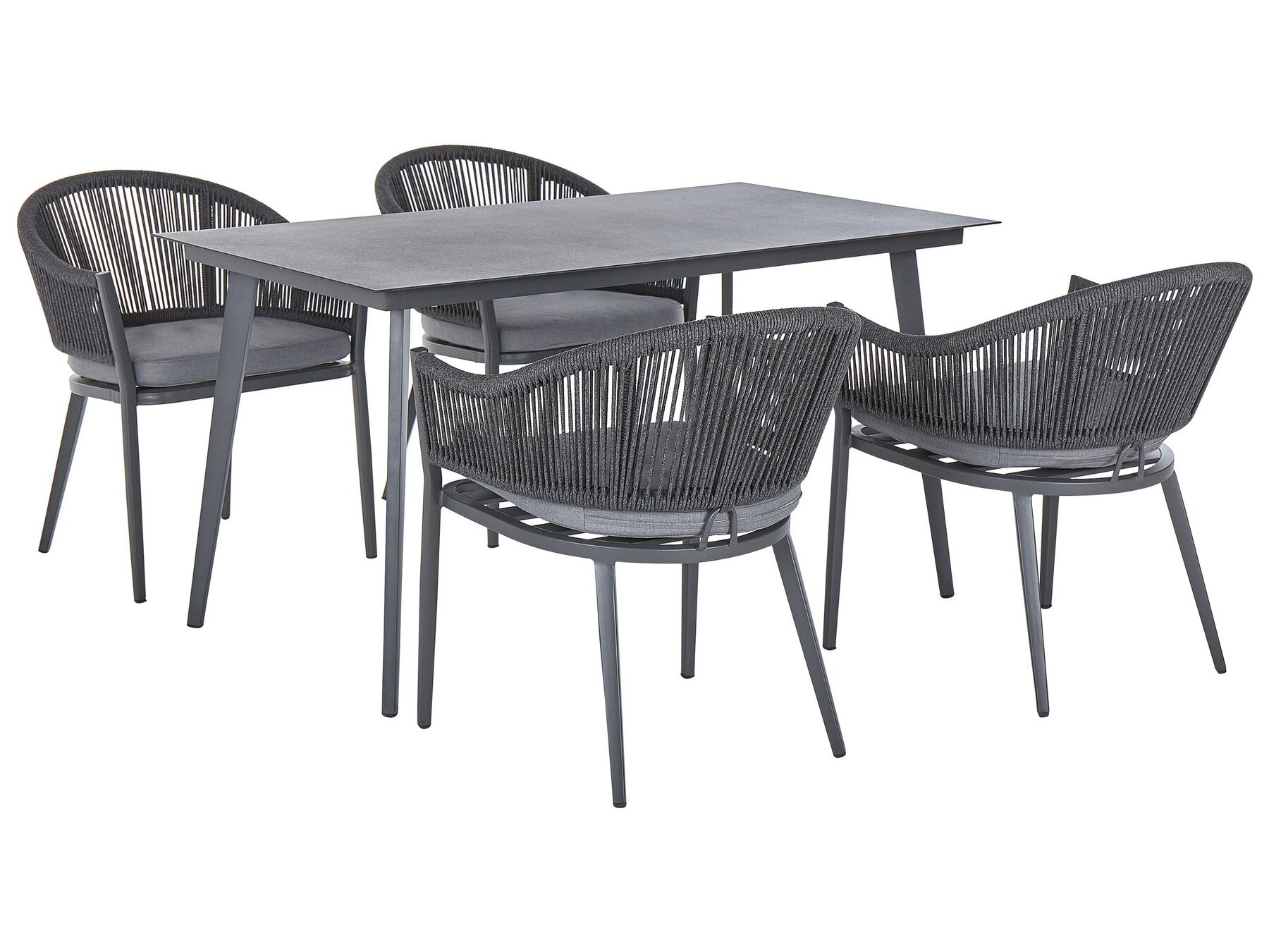 Garden Dining Set 4 Seater MILETO with Cushions Metal Grey