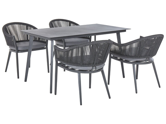 Garden Dining Set 4 Seater MILETO with Cushions Metal Grey