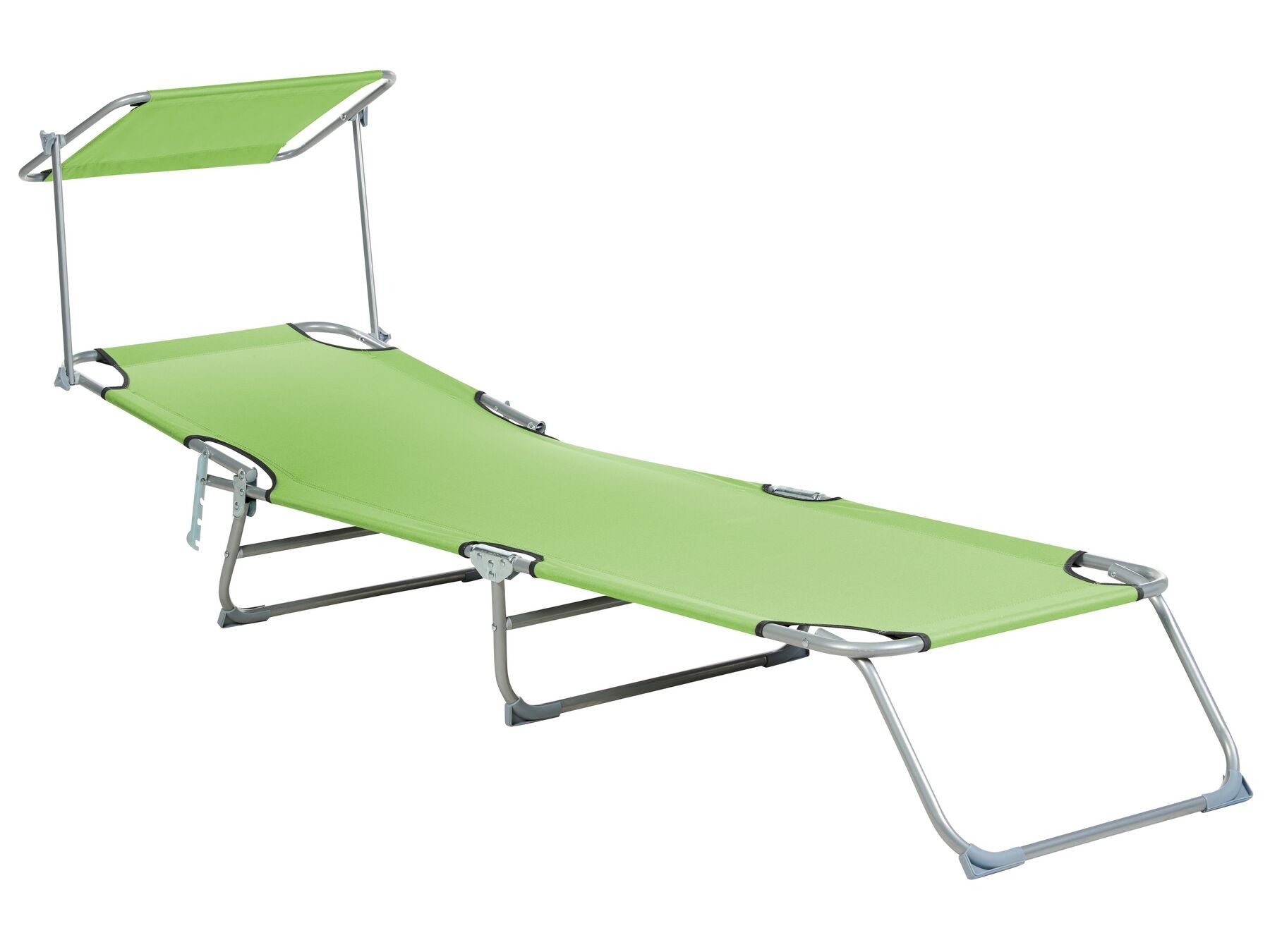 Steel Reclining Sun Lounger with Canopy Lime Green FOLIGNO