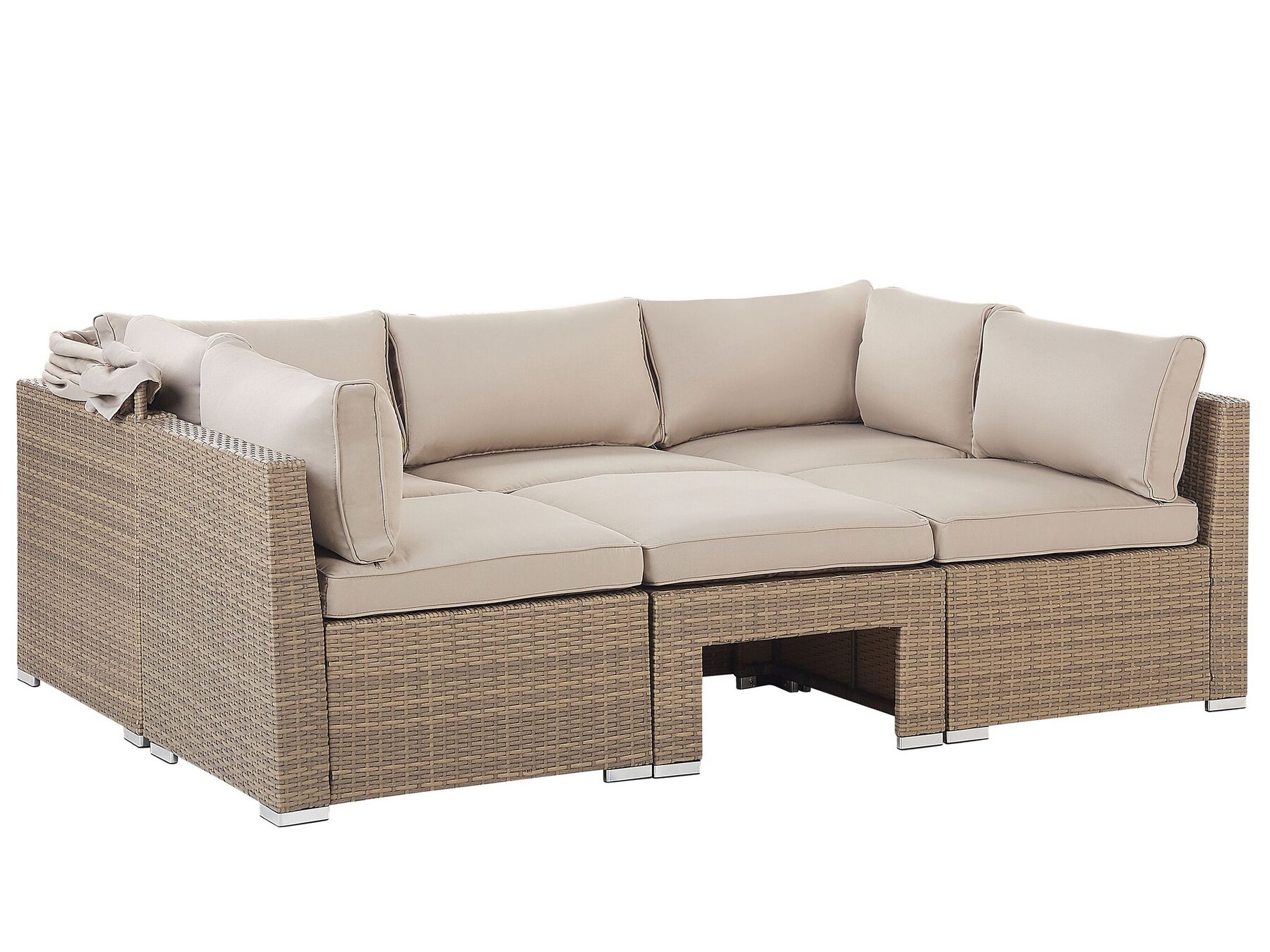 Garden Lounge Set with Table 5 Seater COCCOLIA Modular PE Rattan Beige