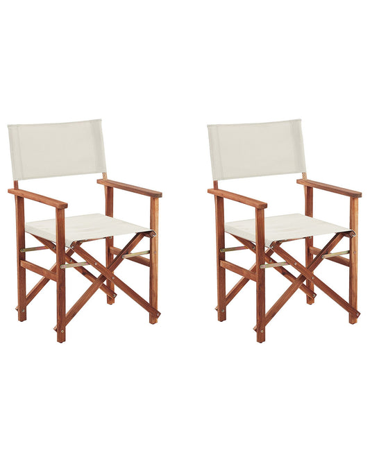 Set of 2 Garden Chairs CINE Acacia Wood Off-White