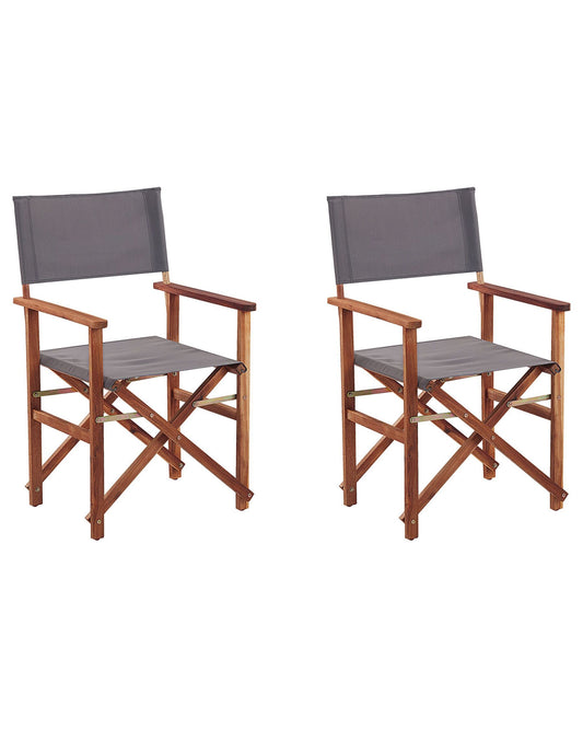 Set of 2 Garden Chairs CINE Acacia Wood Grey