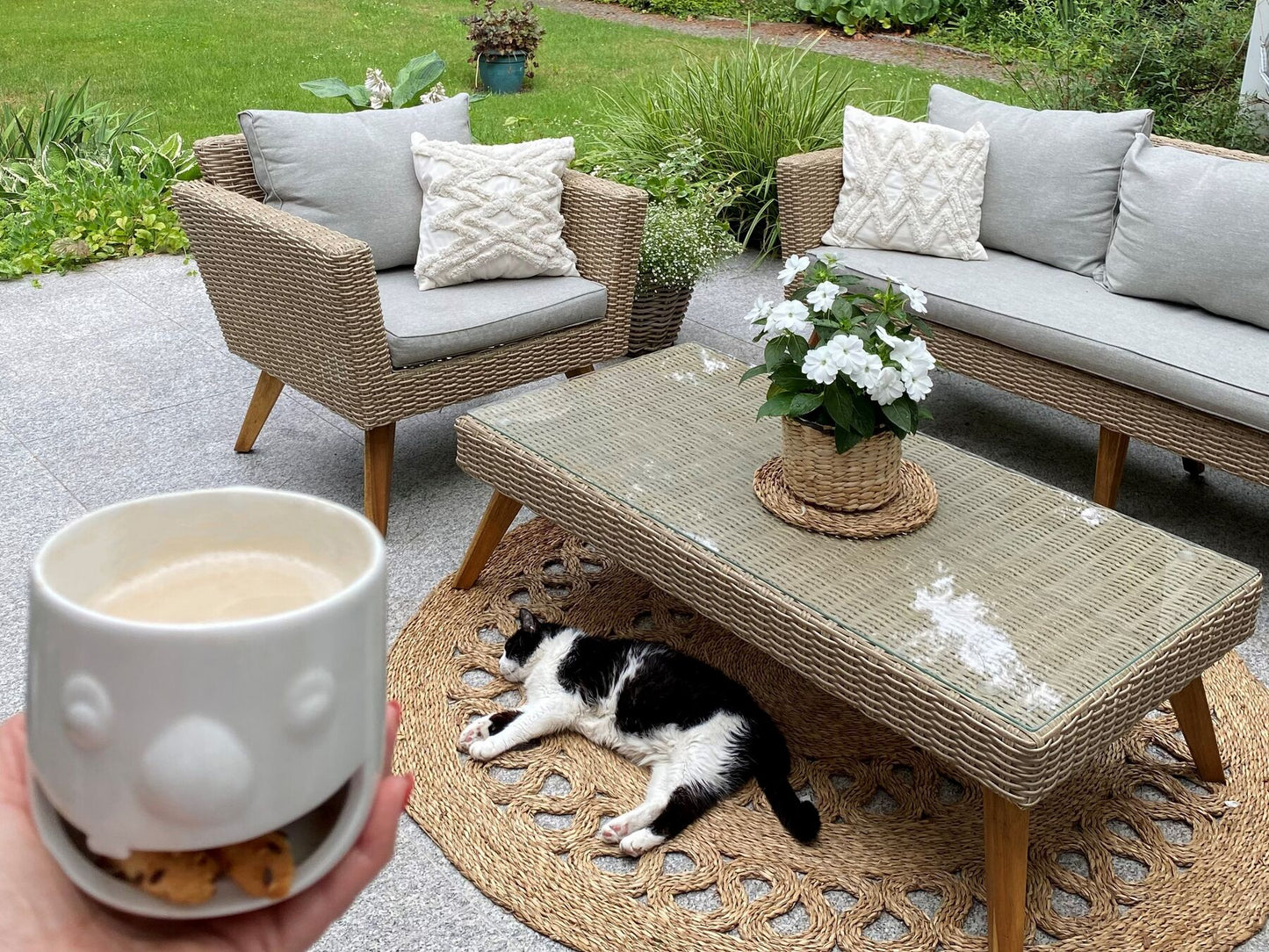 Garden Lounge Set with Table 5 Seater VITTORIA PE Rattan Grey