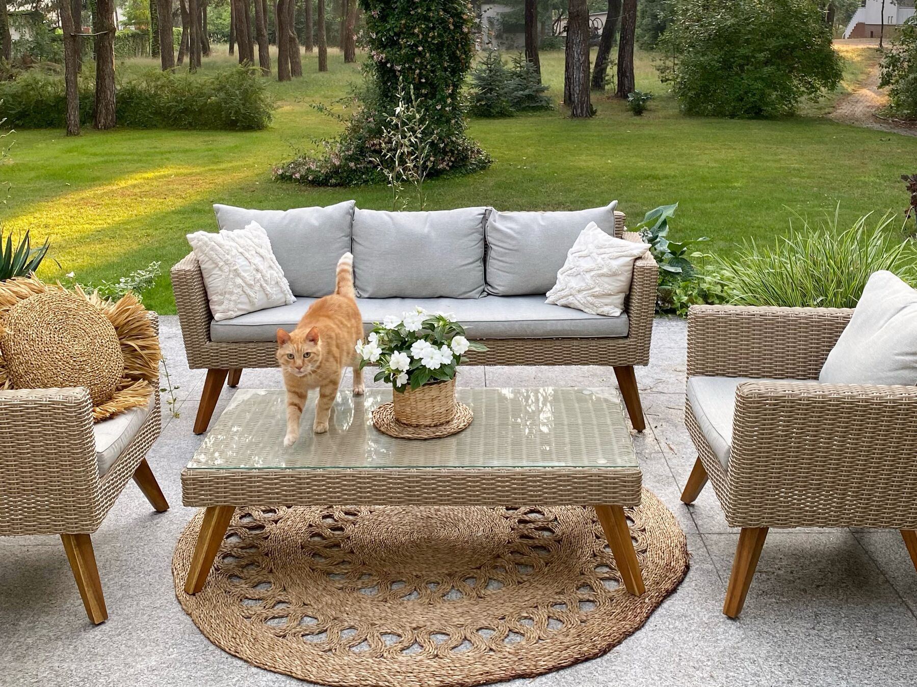 Garden Lounge Set with Table 5 Seater VITTORIA PE Rattan Grey