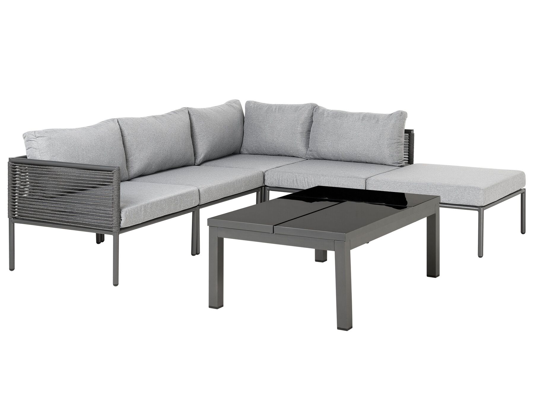 Garden Corner Sofa with Table 6 Seater FORANO Metal Grey