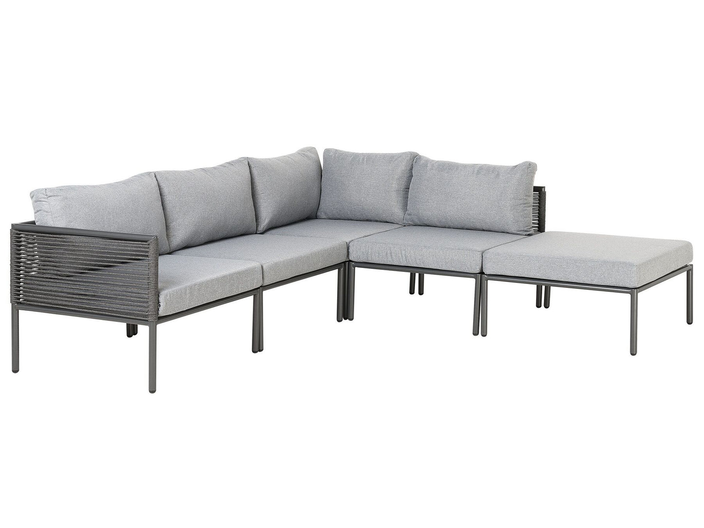 Garden Corner Sofa with Table 6 Seater FORANO Metal Grey