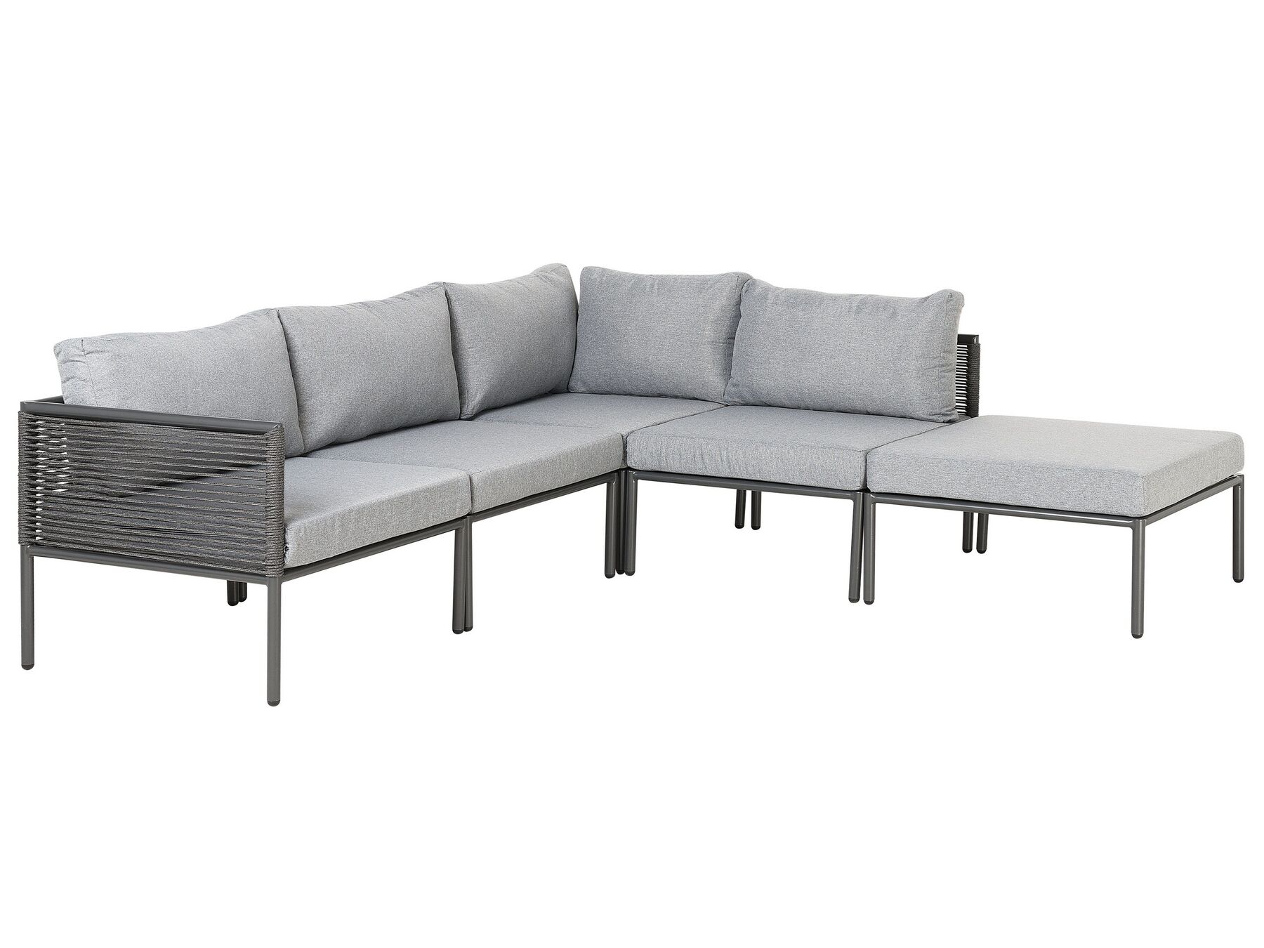 Garden Corner Sofa with Table 6 Seater FORANO Metal Grey