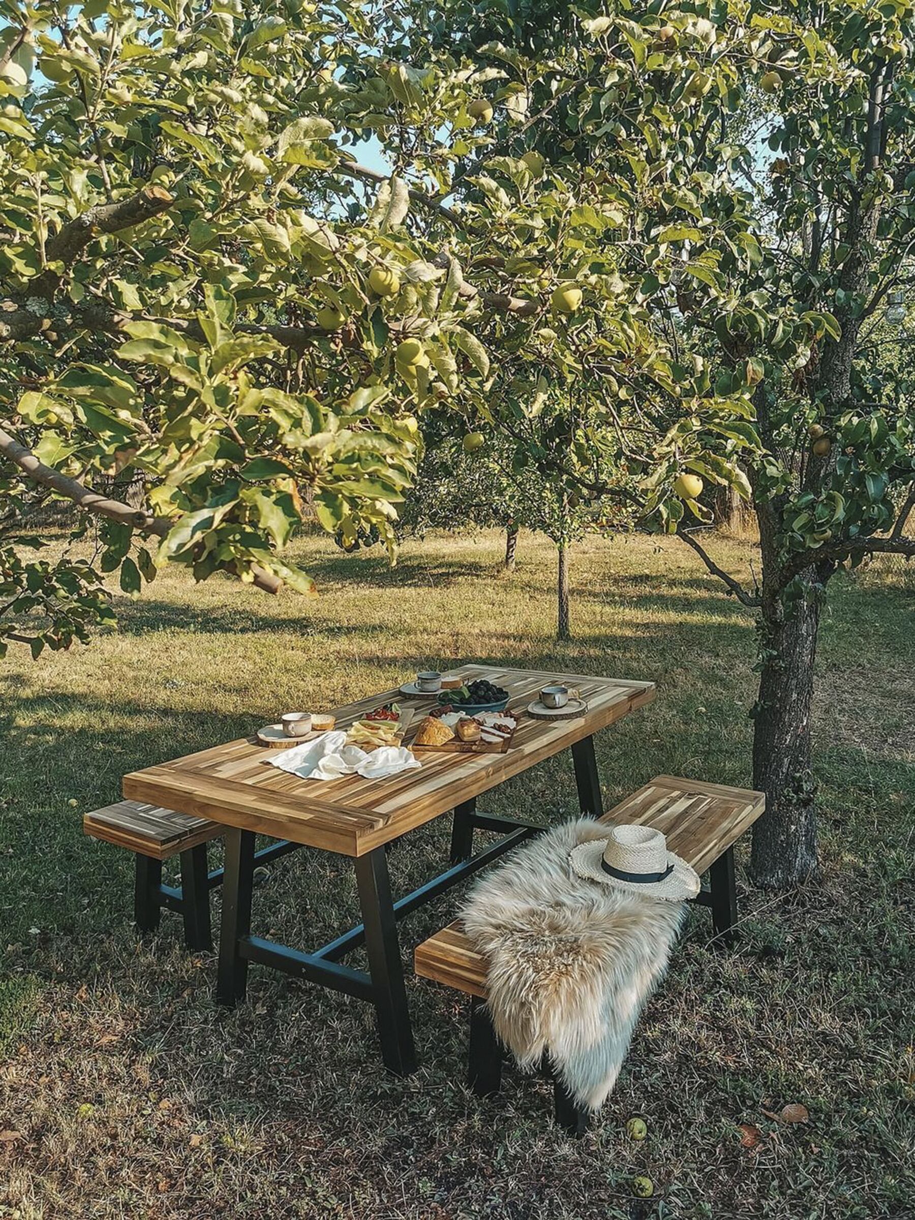 Garden Dining Set 6 Seater SCANIA Acacia Wood Black