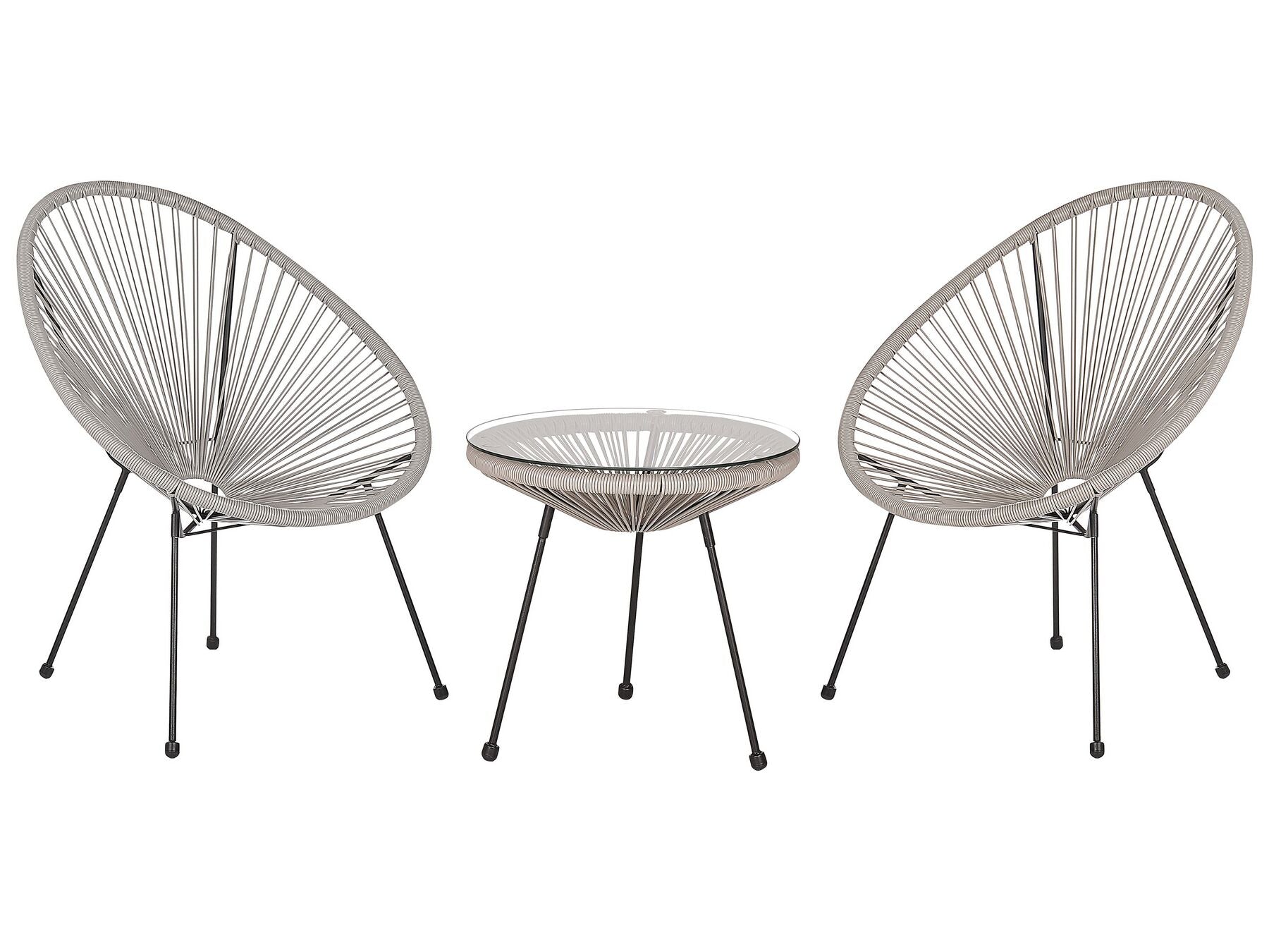 Bistro Set ACAPULCO II PE Rattan Light Grey