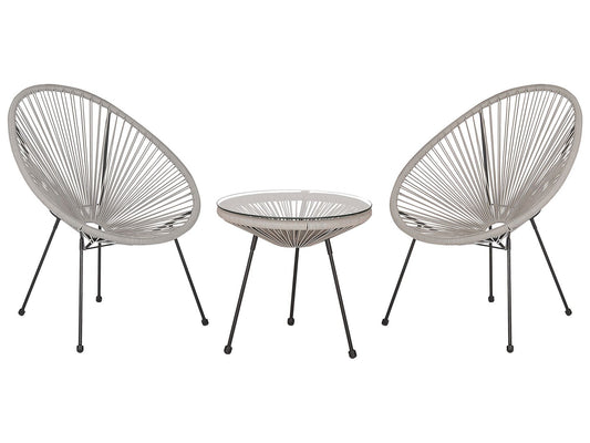 Bistro Set ACAPULCO II PE Rattan Light Grey