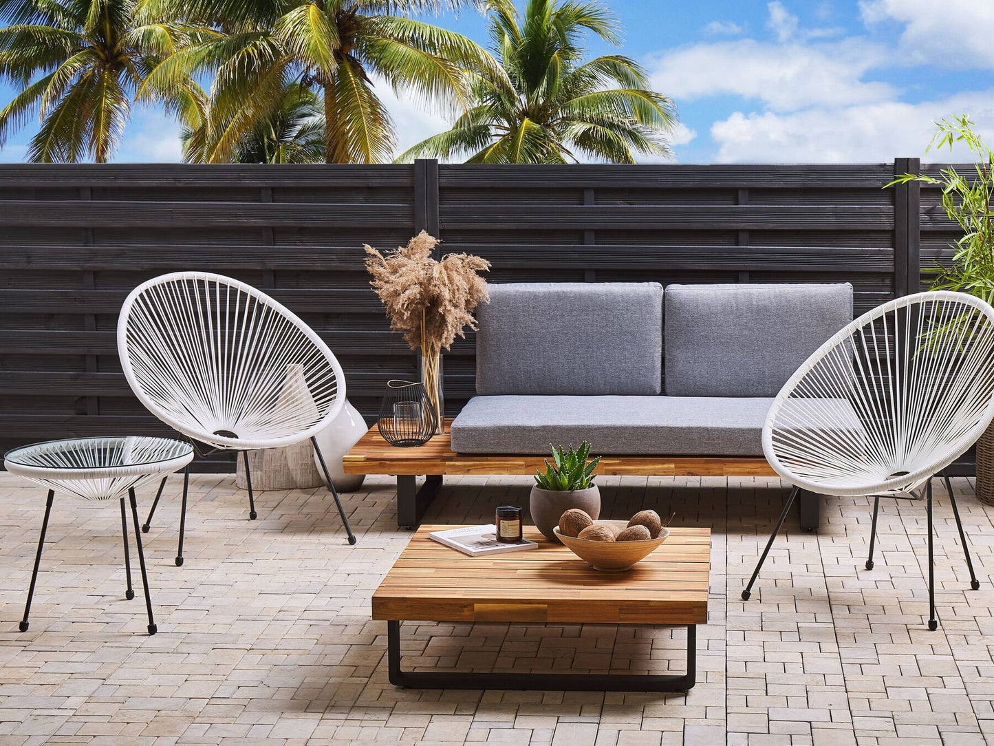 Bistro Set ACAPULCO II PE Rattan White