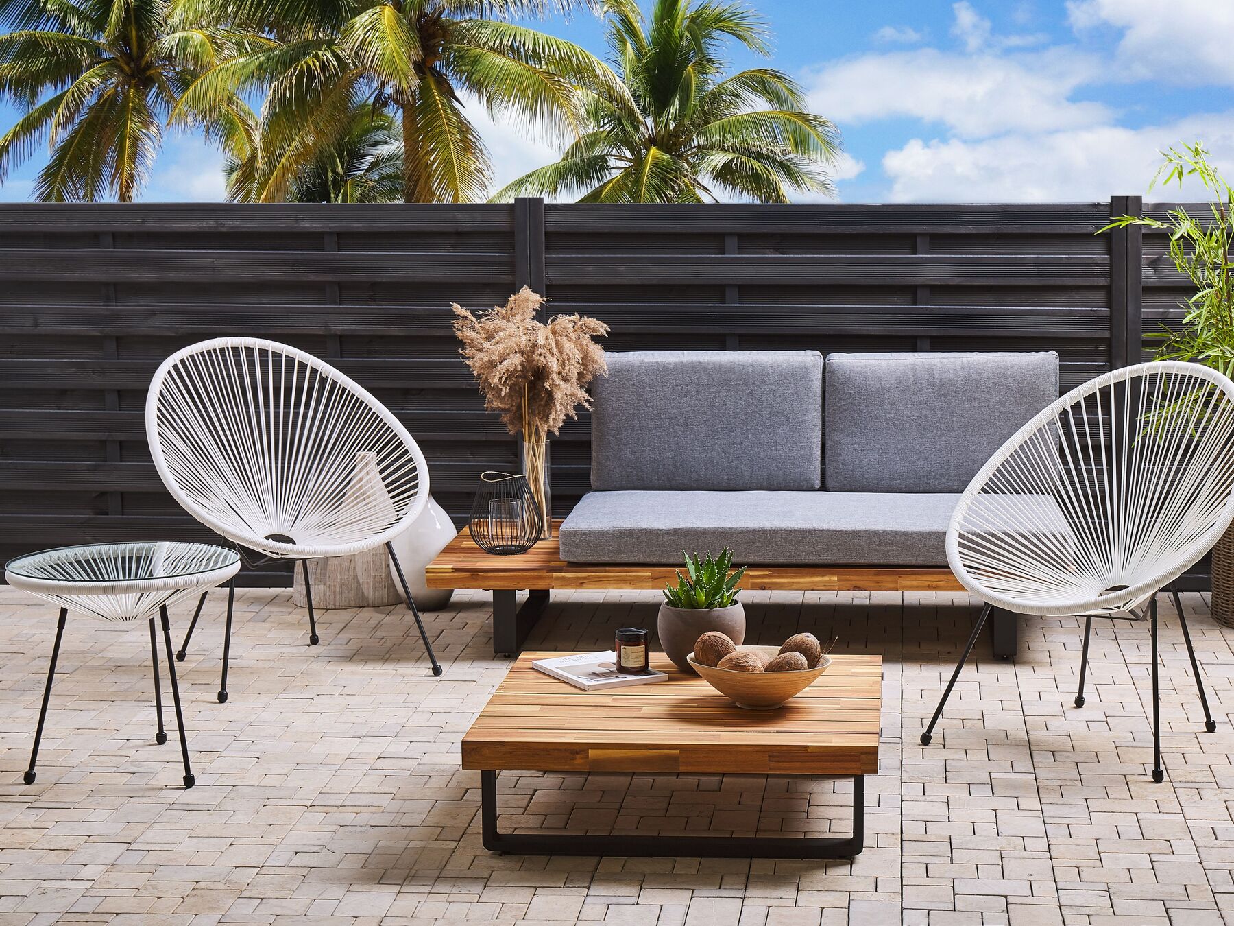Bistro Set ACAPULCO II PE Rattan White