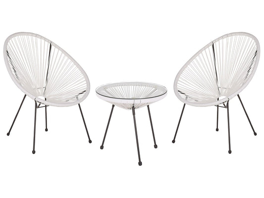 Bistro Set ACAPULCO II PE Rattan White