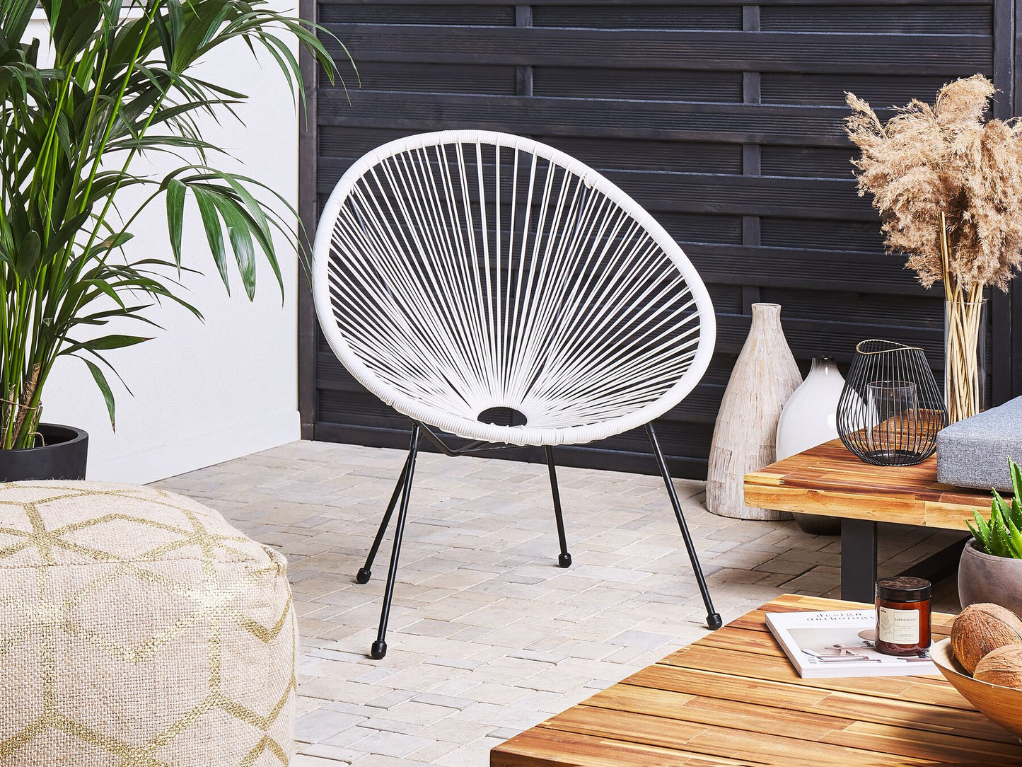 Bistro Set ACAPULCO II PE Rattan White