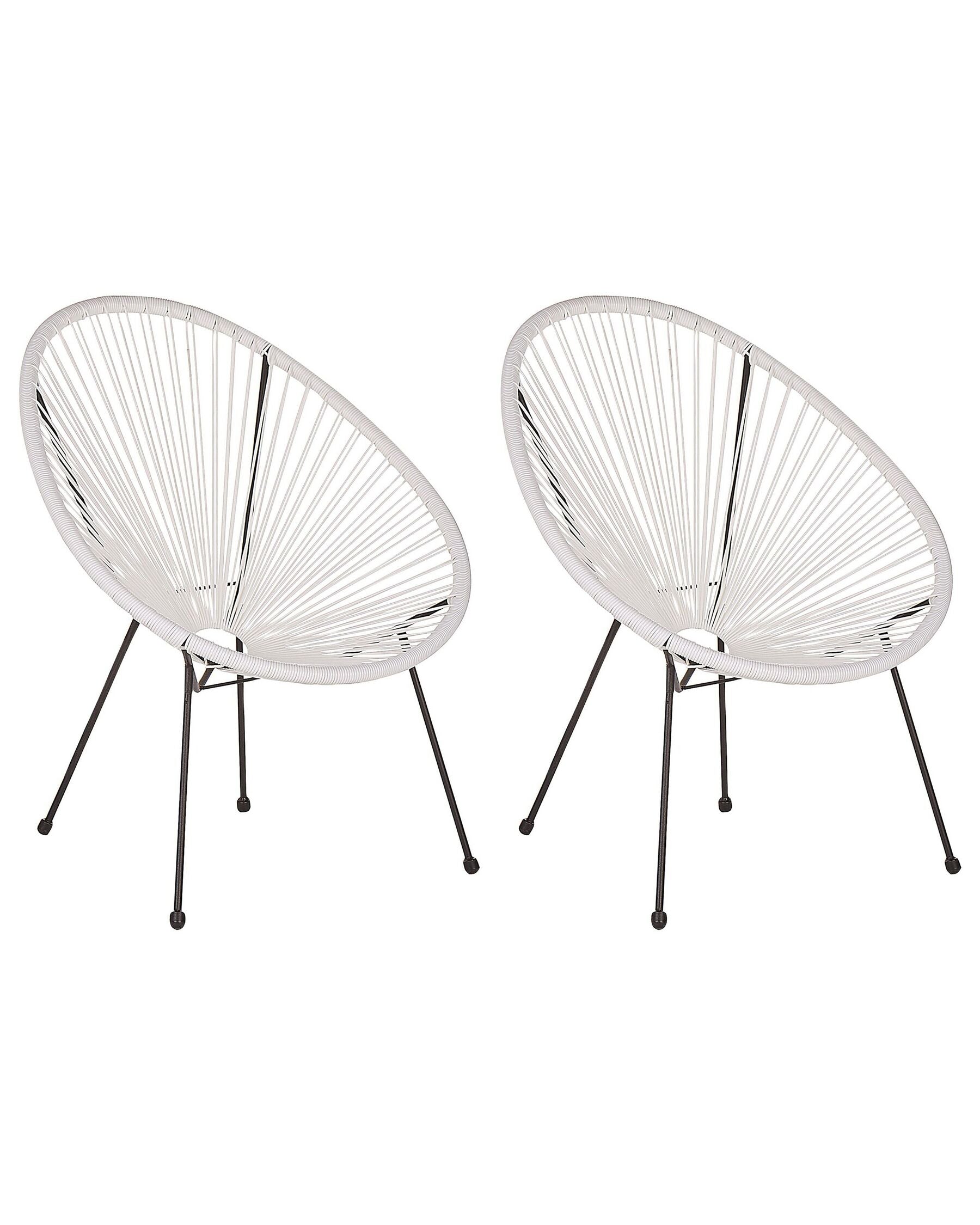 Set of 2 Garden Chairs ACAPULCO II PE Rattan White