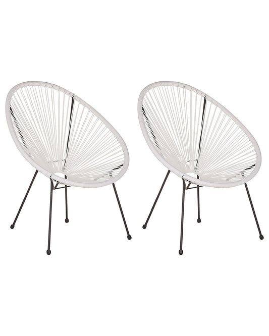 Set of 2 Garden Chairs ACAPULCO II PE Rattan White