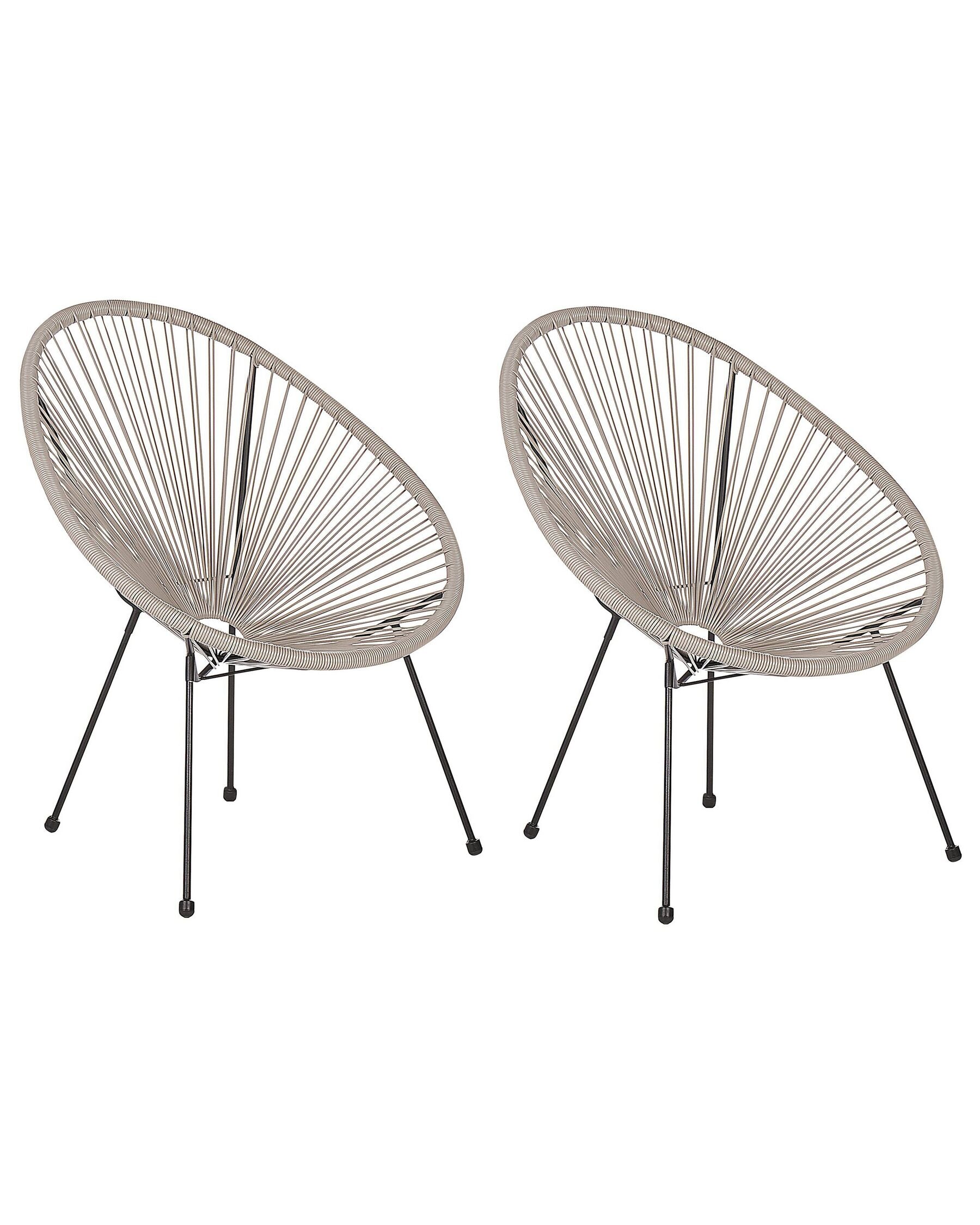 Set of 2 Garden Chairs ACAPULCO II PE Rattan Light Grey