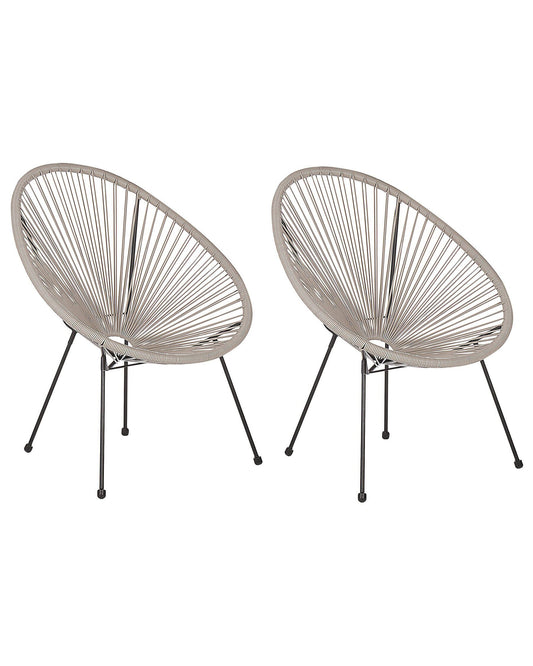 Set of 2 Garden Chairs ACAPULCO II PE Rattan Light Grey