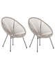 Set of 2 Garden Chair PE Rattan Light Grey